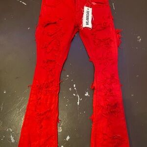 Red Distressed Jeans